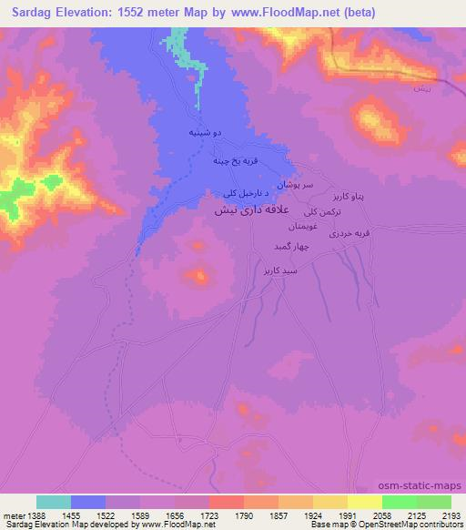Sardag,Afghanistan Elevation Map