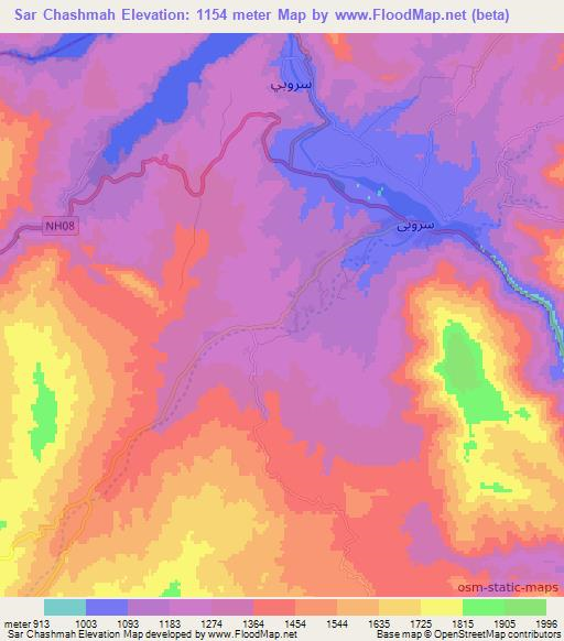 Sar Chashmah,Afghanistan Elevation Map