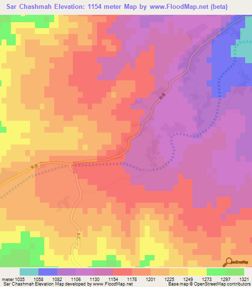 Sar Chashmah,Afghanistan Elevation Map