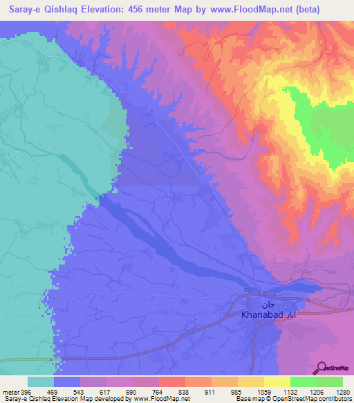 Saray-e Qishlaq,Afghanistan Elevation Map