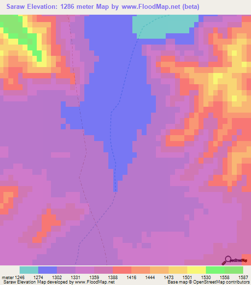 Saraw,Afghanistan Elevation Map