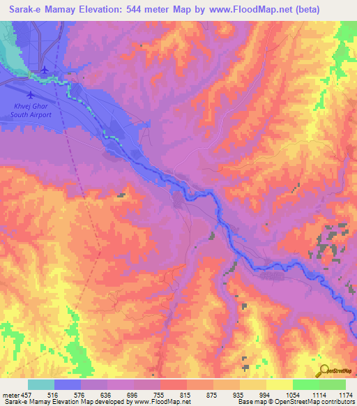 Sarak-e Mamay,Afghanistan Elevation Map
