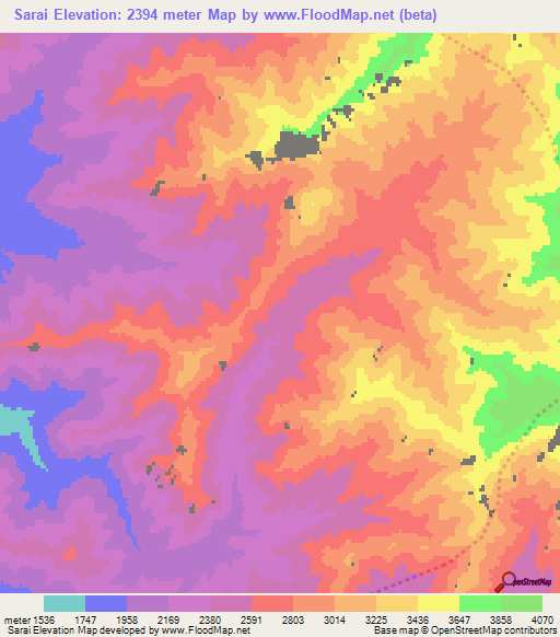 Sarai,Afghanistan Elevation Map