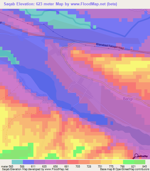 Saqab,Afghanistan Elevation Map