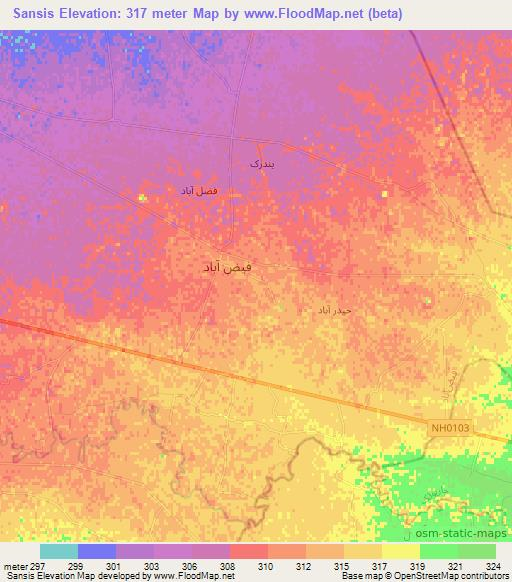 Sansis,Afghanistan Elevation Map