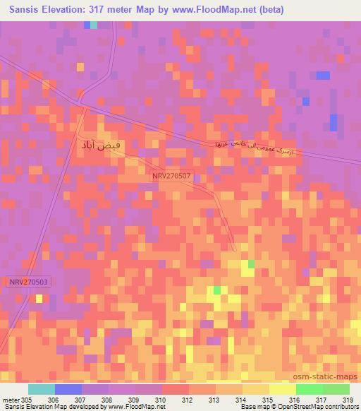 Sansis,Afghanistan Elevation Map