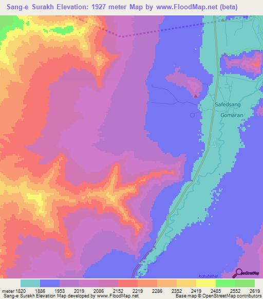 Sang-e Surakh,Afghanistan Elevation Map