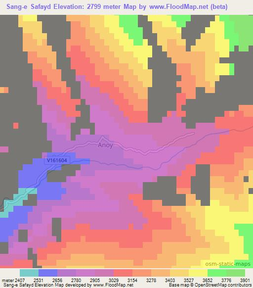 Sang-e Safayd,Afghanistan Elevation Map