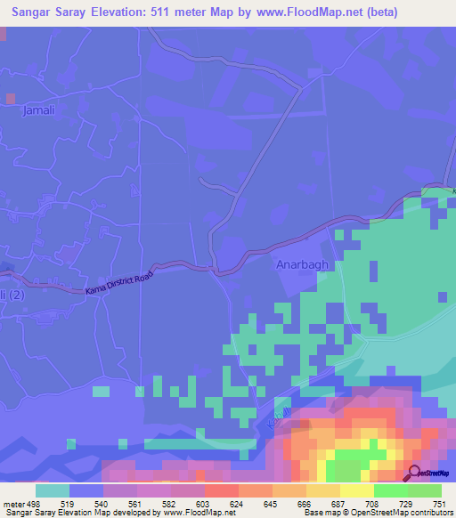 Sangar Saray,Afghanistan Elevation Map