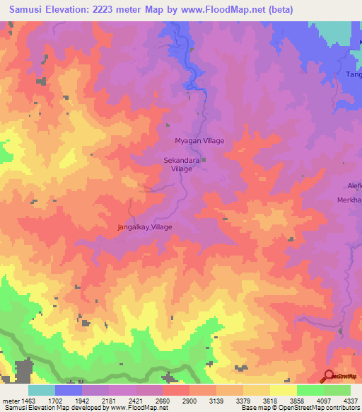 Samusi,Afghanistan Elevation Map