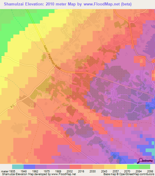Shamulzai,Afghanistan Elevation Map