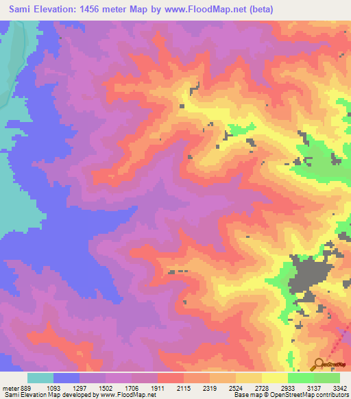 Sami,Afghanistan Elevation Map