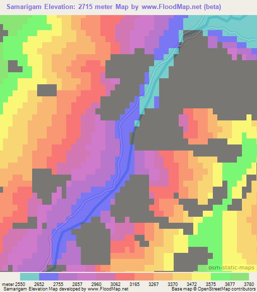 Samarigam,Afghanistan Elevation Map