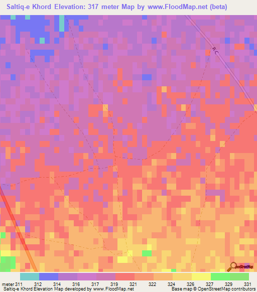 Saltiq-e Khord,Afghanistan Elevation Map