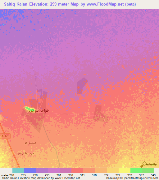 Saltiq Kalan,Afghanistan Elevation Map