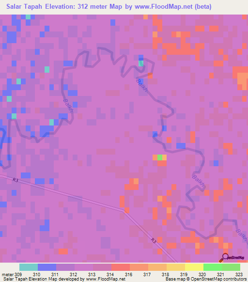 Salar Tapah,Afghanistan Elevation Map