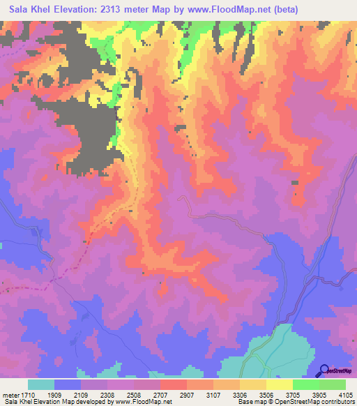 Sala Khel,Afghanistan Elevation Map