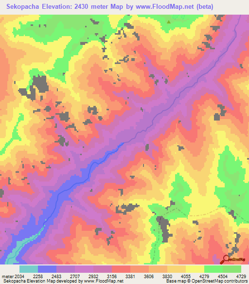Sekopacha,Afghanistan Elevation Map