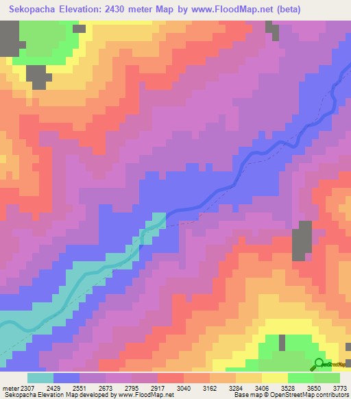 Sekopacha,Afghanistan Elevation Map