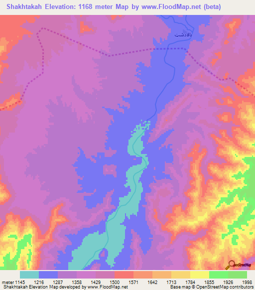 Shakhtakah,Afghanistan Elevation Map
