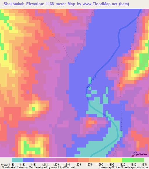 Shakhtakah,Afghanistan Elevation Map