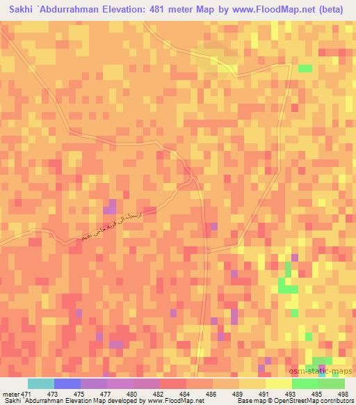 Sakhi `Abdurrahman,Afghanistan Elevation Map