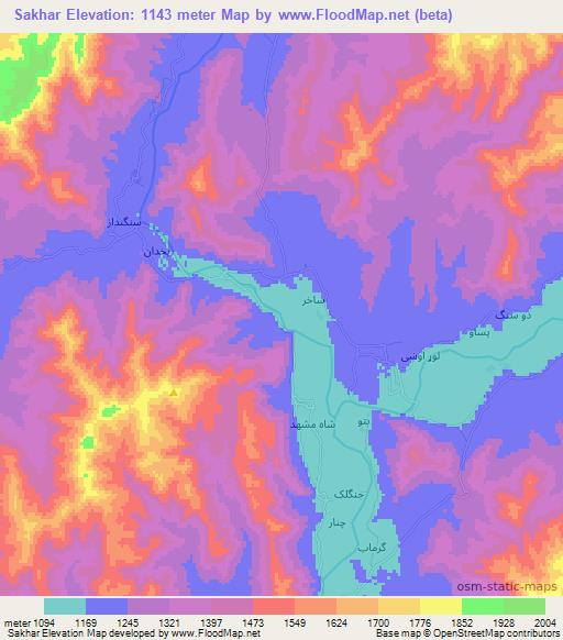 Sakhar,Afghanistan Elevation Map