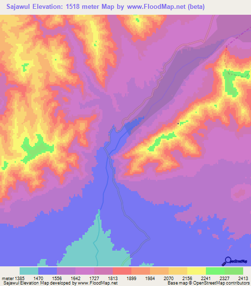Sajawul,Afghanistan Elevation Map
