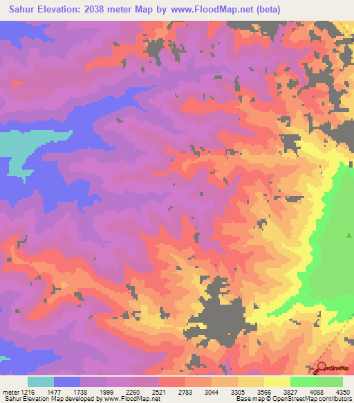 Sahur,Afghanistan Elevation Map