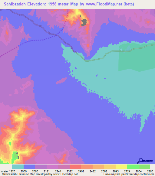 Sahibzadah,Afghanistan Elevation Map