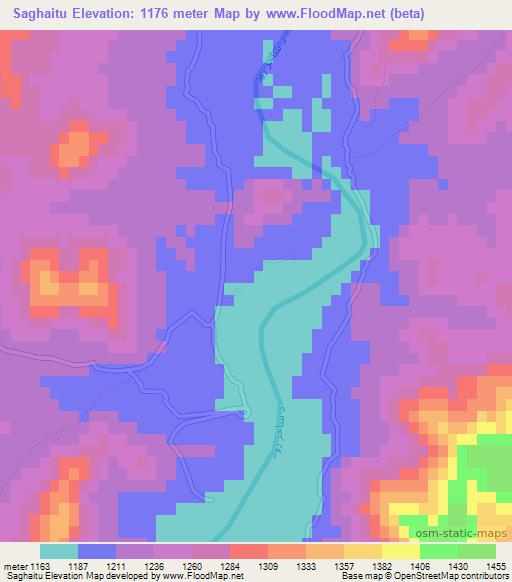 Saghaitu,Afghanistan Elevation Map