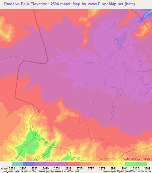Tsagai-e Bala,Afghanistan Elevation Map