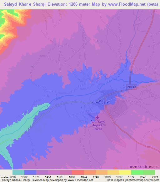 Safayd Khar-e Sharqi,Afghanistan Elevation Map