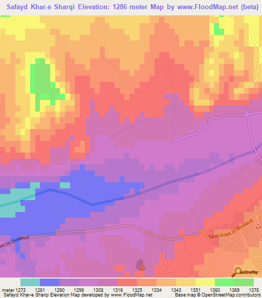 Safayd Khar-e Sharqi,Afghanistan Elevation Map