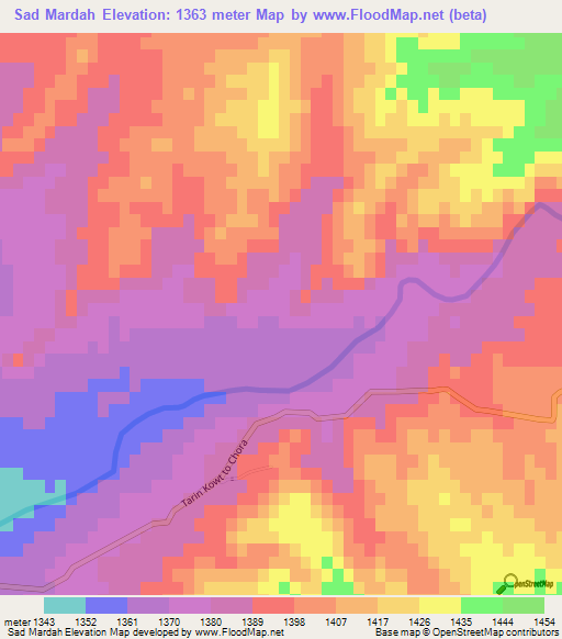 Sad Mardah,Afghanistan Elevation Map