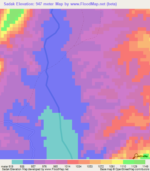 Sadak,Afghanistan Elevation Map