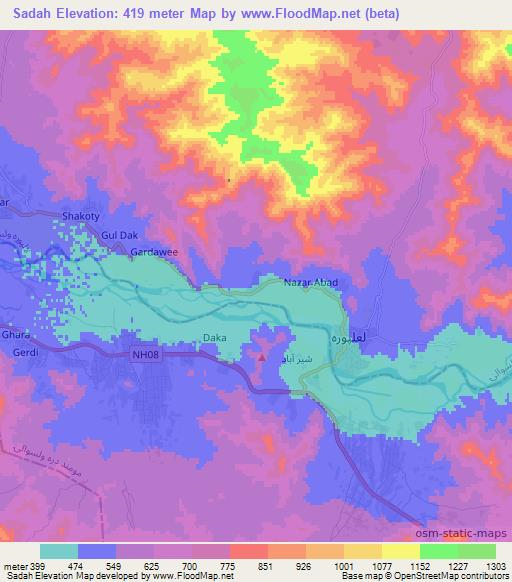 Sadah,Afghanistan Elevation Map
