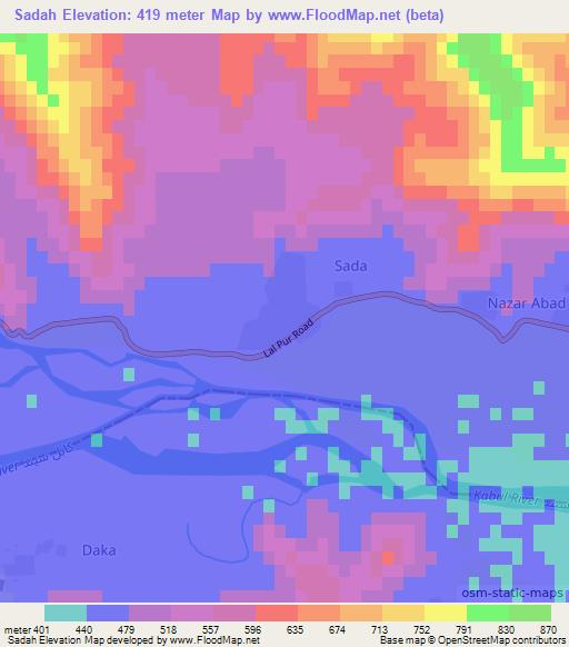Sadah,Afghanistan Elevation Map