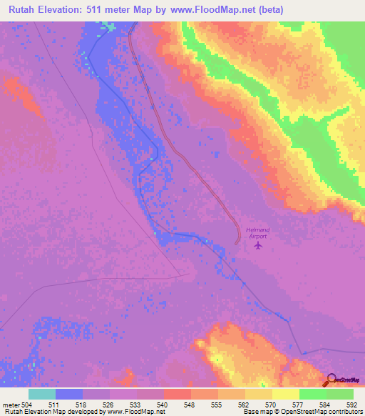 Rutah,Afghanistan Elevation Map