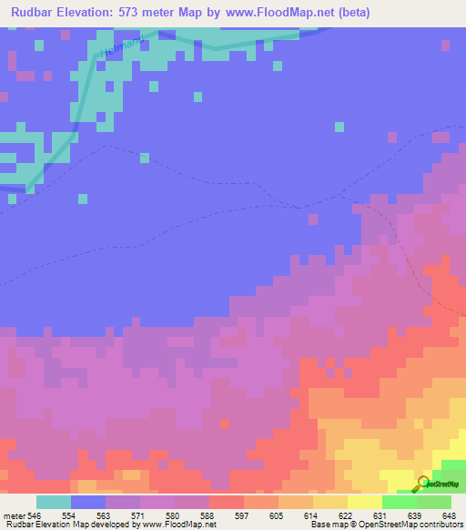 Rudbar,Afghanistan Elevation Map