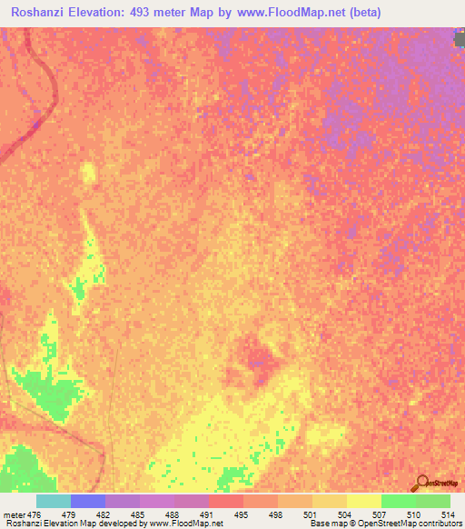 Roshanzi,Afghanistan Elevation Map
