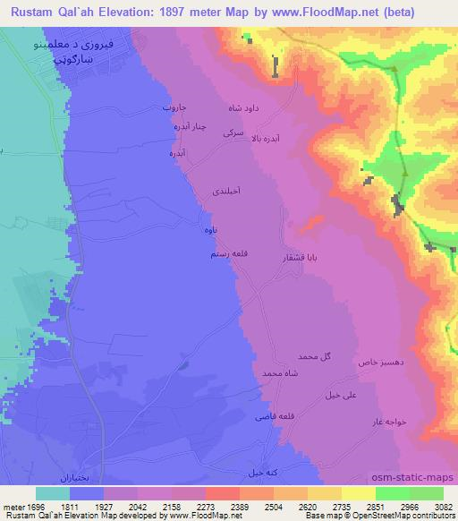 Rustam Qal`ah,Afghanistan Elevation Map