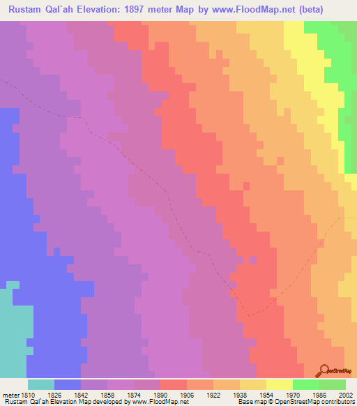 Rustam Qal`ah,Afghanistan Elevation Map