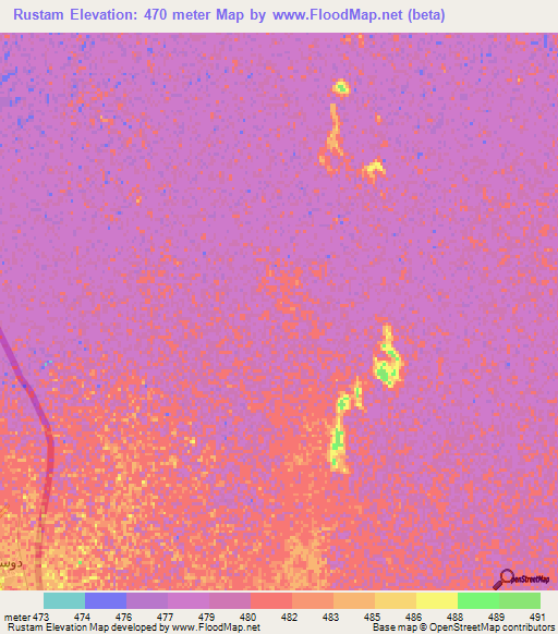 Rustam,Afghanistan Elevation Map