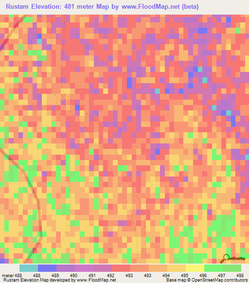 Rustam,Afghanistan Elevation Map