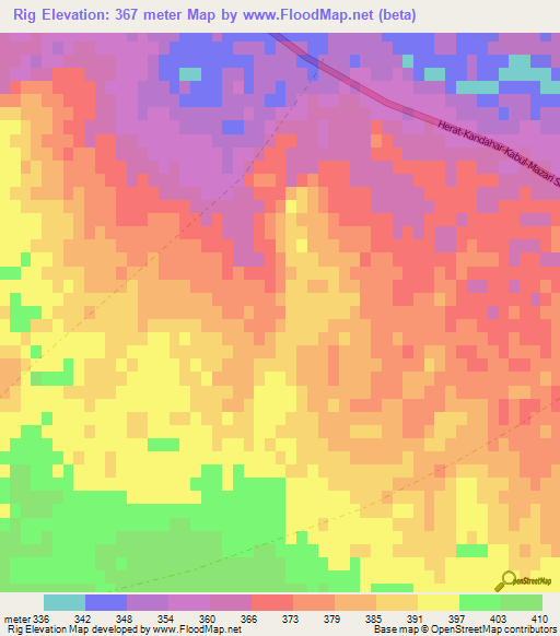 Rig,Afghanistan Elevation Map