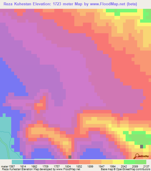 Reza Kuhestan,Afghanistan Elevation Map