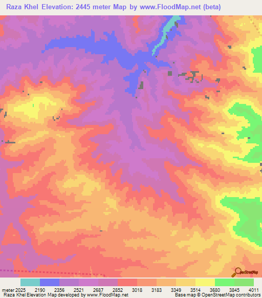 Raza Khel,Afghanistan Elevation Map