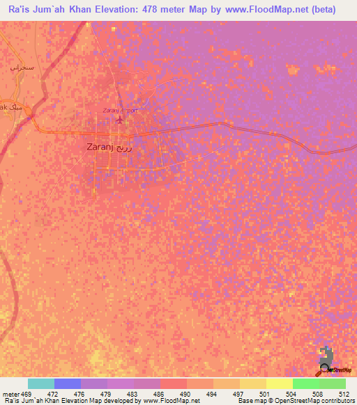Ra'is Jum`ah Khan,Afghanistan Elevation Map