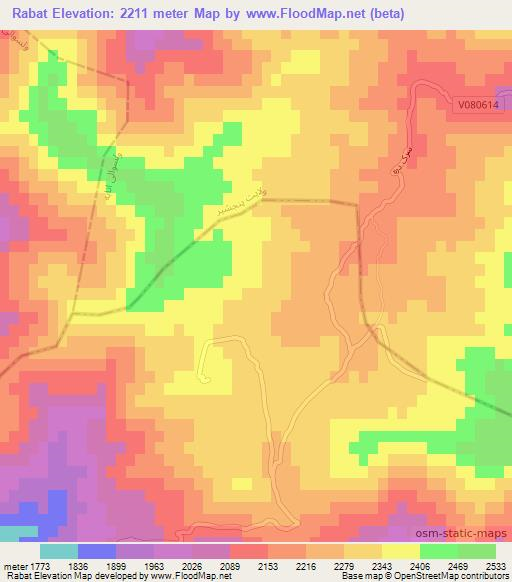 Rabat,Afghanistan Elevation Map